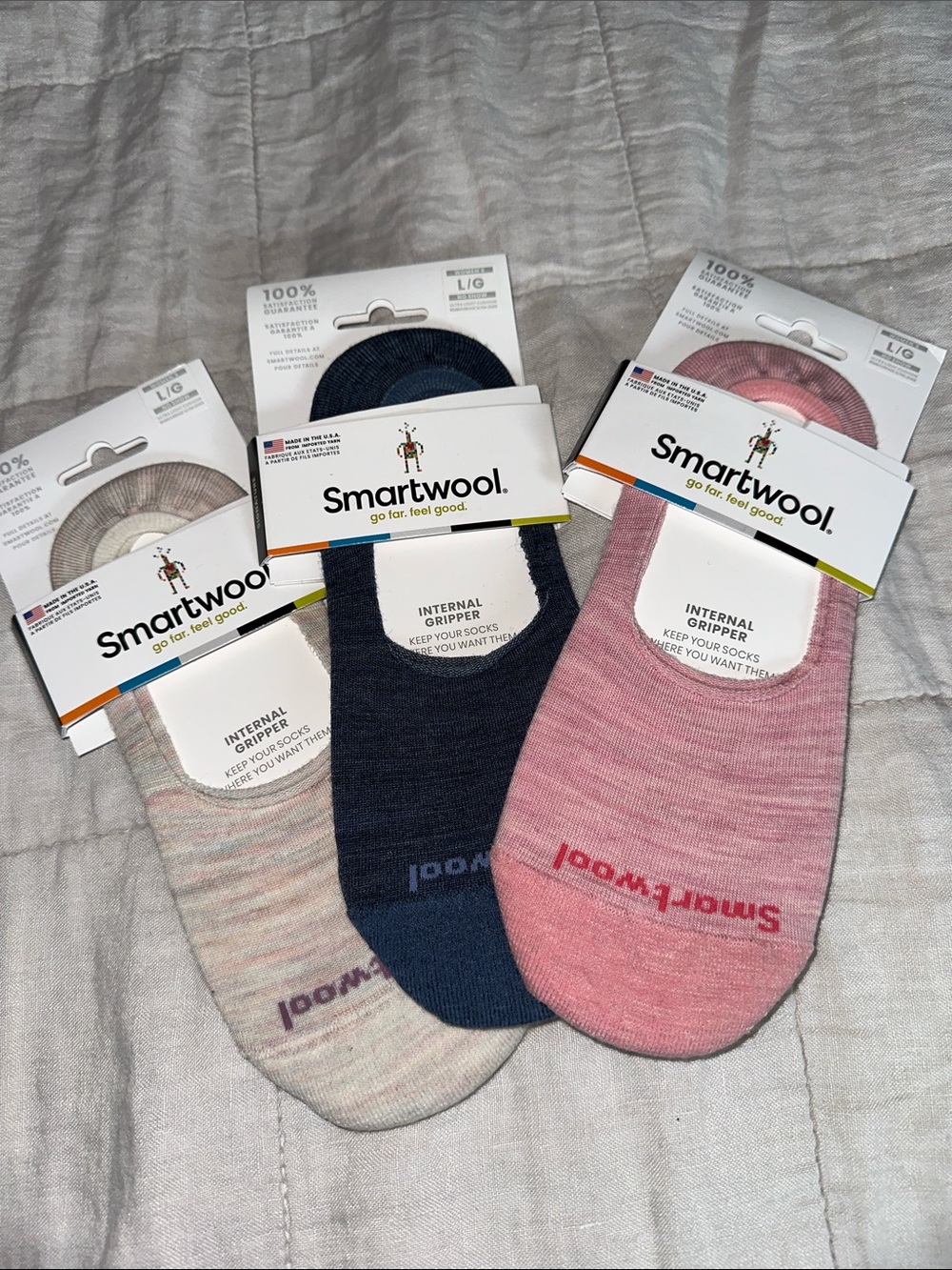 3 Pairs Smartwool No-Show Socks, Size Large (10-12.5)